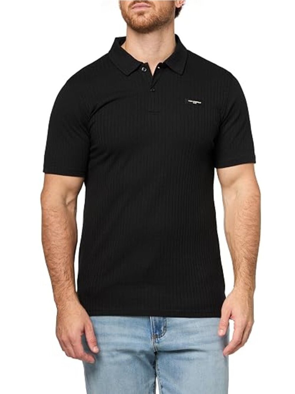 NWT New Karl Lagerfeld Ribbed Black Polo Shirt Size XL